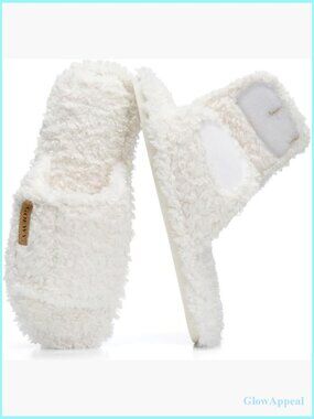 Women's Adjustable Open-Toe Slippers Cozy Fuzzy Memory Foam Non-Slip